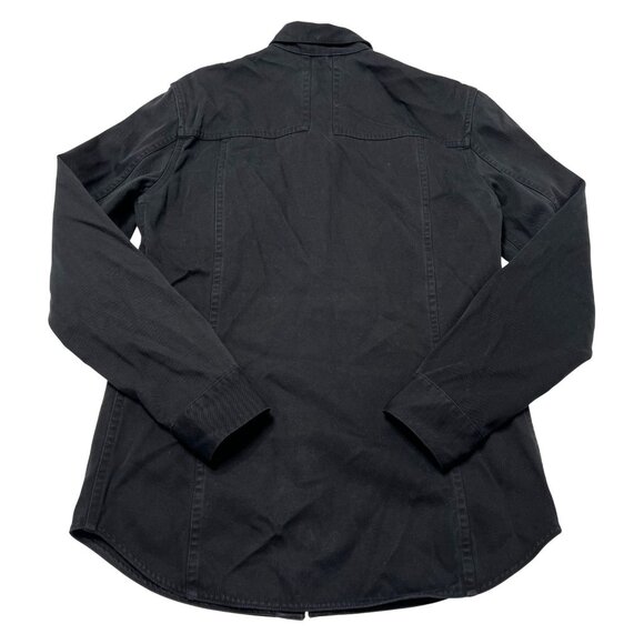 Helmut Lang Button Front Denim Shirt in Black - Picture 2 of 3